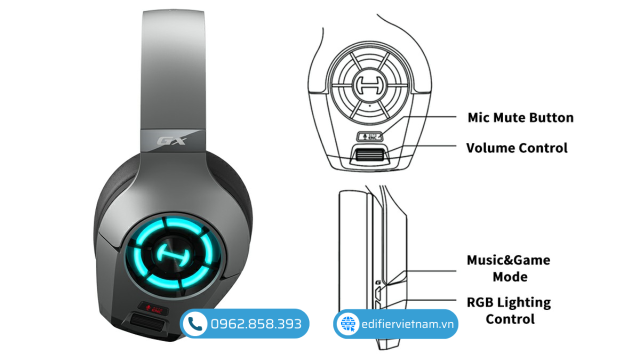 Tai nghe gaming EDIFIER HECATE Gx sở hữu thiết kế ấn tượng